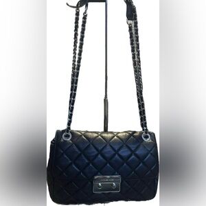 Michael Michael Kors Sloan Editor Quilted Lamb Leather Chain Shoulder Bag Black